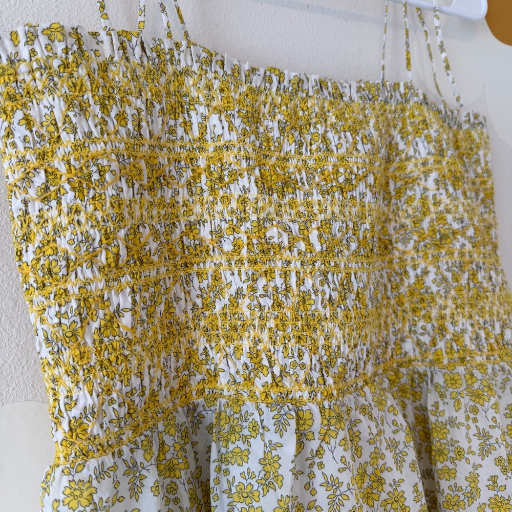 NWT J. Crew Yellow Paloma Midi Dress Liberty Organic 100% Cotton Fabric Smocked - Picture 6 of 13